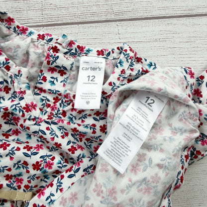 Carter’s Baby Girls Floral Long Sleeve Dress With Belt  9-12 Months