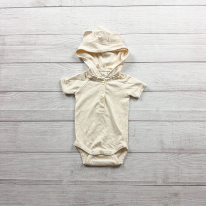 Kate Quinn Baby Organic Cotton Hooded Bodysuit Bear Ears Cream 3-6 Months