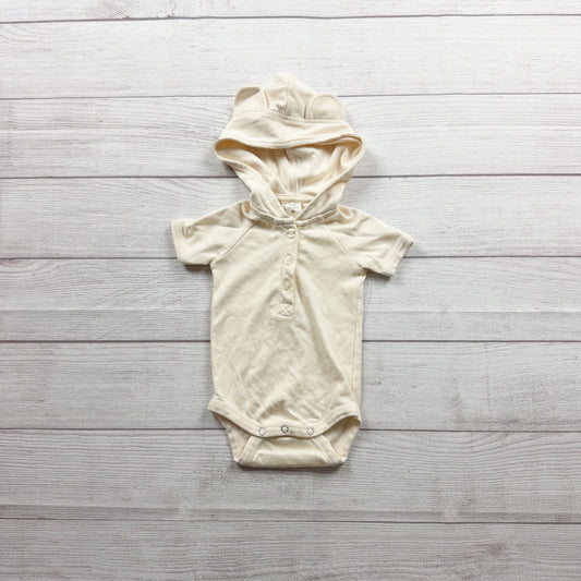 Kate Quinn Baby Organic Cotton Hooded Bodysuit Bear Ears Cream 3-6 Months