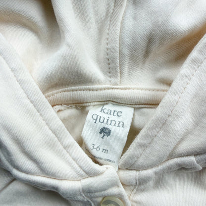 Kate Quinn Baby Organic Cotton Hooded Bodysuit Bear Ears Cream 3-6 Months