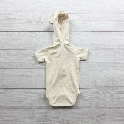 Kate Quinn Baby Organic Cotton Hooded Bodysuit Bear Ears Cream 3-6 Months