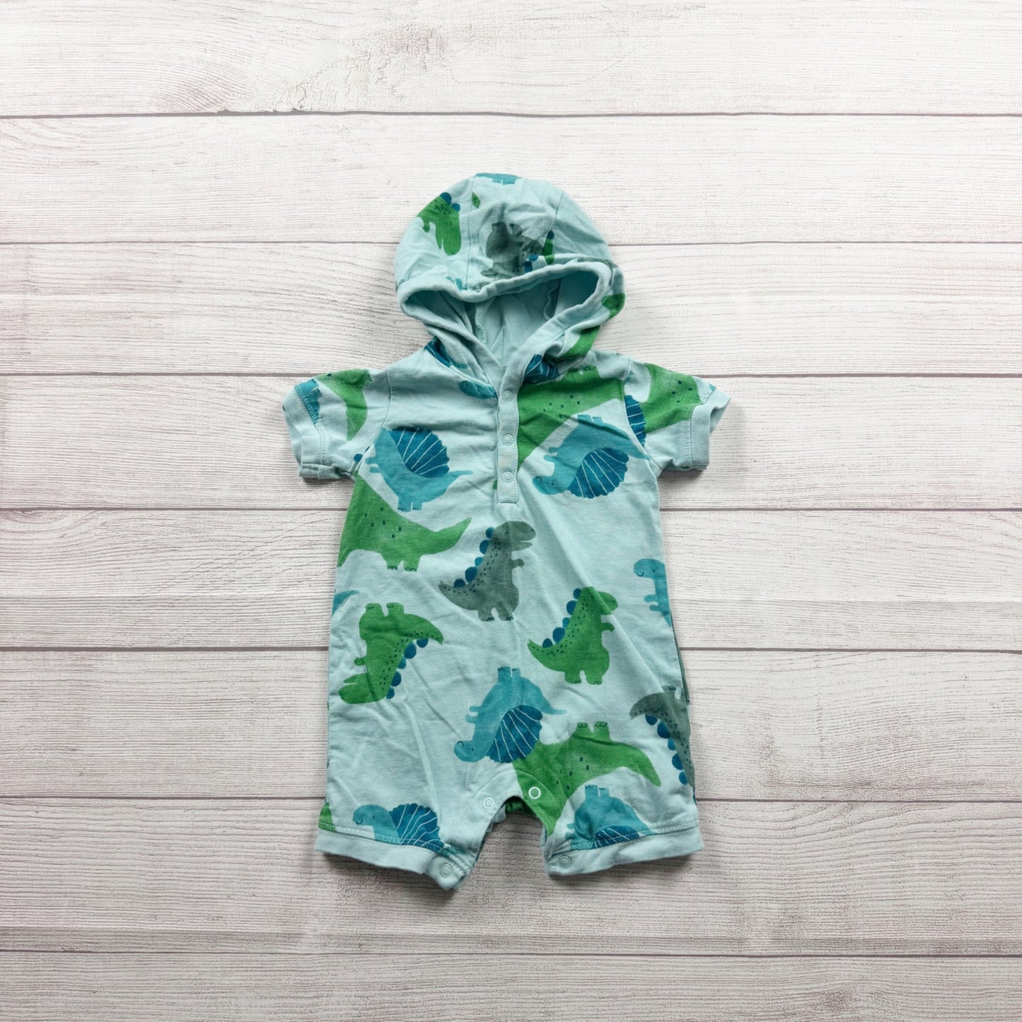 Carter’s Baby Boys Hooded Romper Dinosaur Print One Piece Outfit 9-12 Months