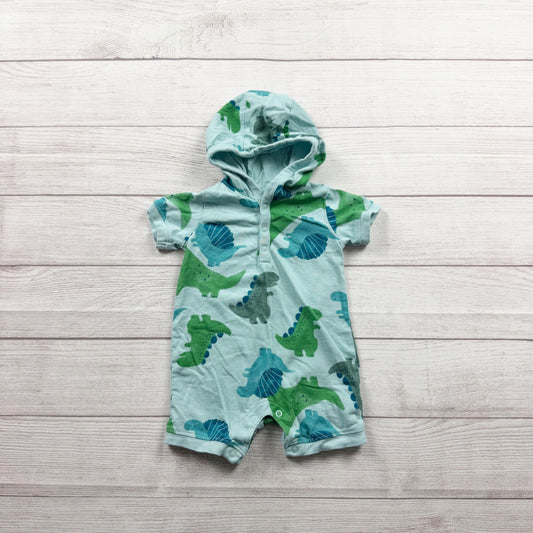 Carter’s Baby Boys Hooded Romper Dinosaur Print One Piece Outfit 9-12 Months