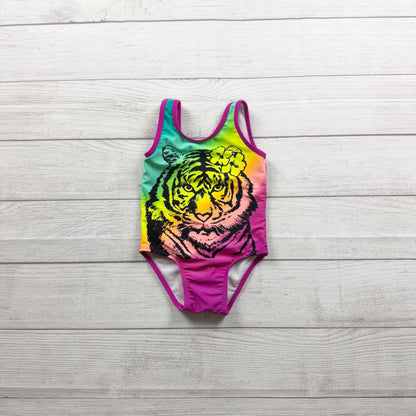 Circo Tiger Print Baby Girls Swimsuit Rainbow Pink Animal Scoop Back 12-18 Month