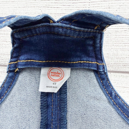 Wonder Nation Toddler Girls Denim Jumper Dress Button Front Pinafore NWT 4T