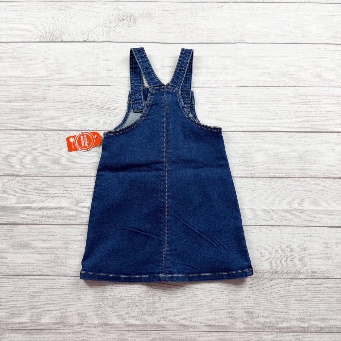 Wonder Nation Toddler Girls Denim Jumper Dress Button Front Pinafore NWT 4T