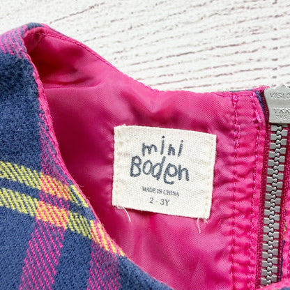 Mini Boden Girls Colorful Plaid Sleeveless Jumper Dress 2-3