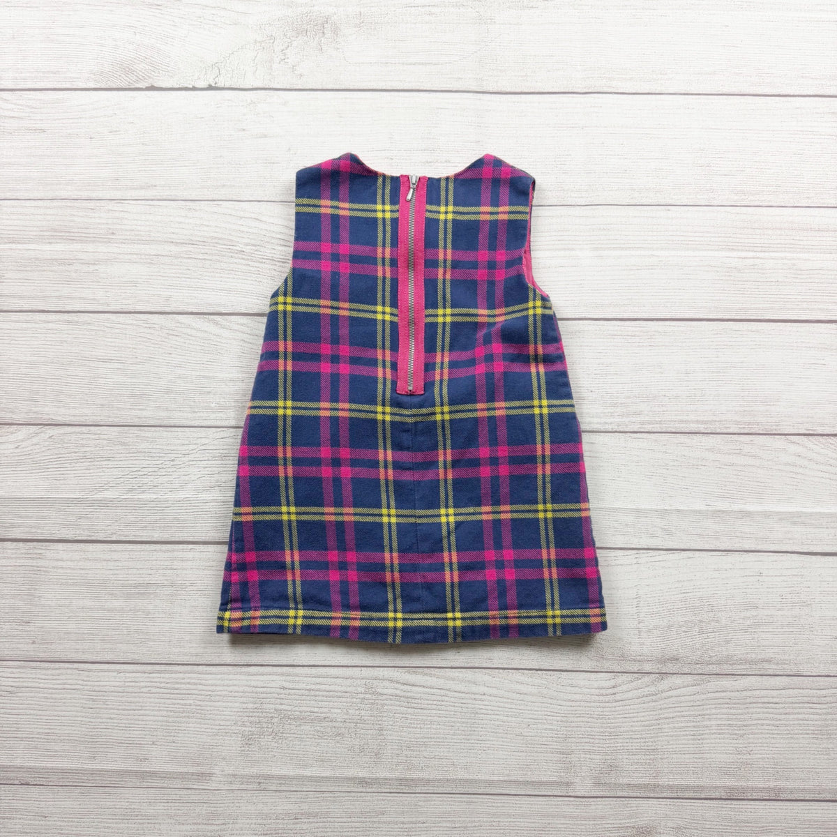 Mini Boden Girls Colorful Plaid Sleeveless Jumper Dress 2-3