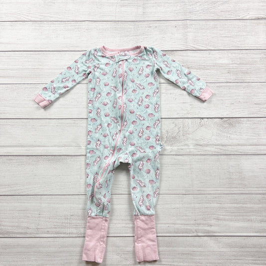 Max & Olivia Baby Girl Footless Zip Pajamas Narwhal Print Seashell 12-18 Months