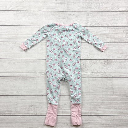 Max & Olivia Baby Girl Footless Zip Pajamas Narwhal Print Seashell 12-18 Months