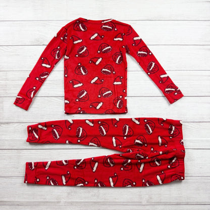 Cat & Jack Kids Pajama Set Red Santa Hat Print 2-Piece Holiday Sleepwear 6