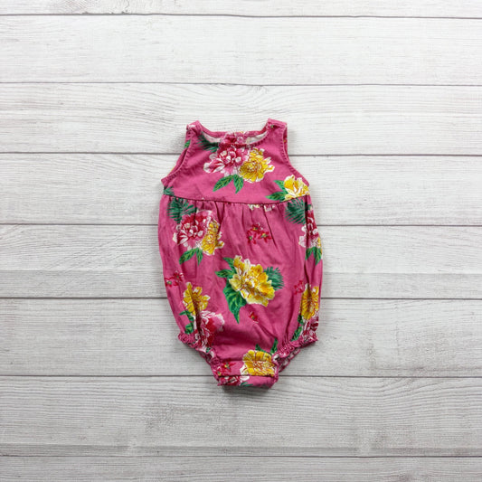 Old Navy Infant Girls Pink Floral Sleeveless Bubble Romper 12-18 Months