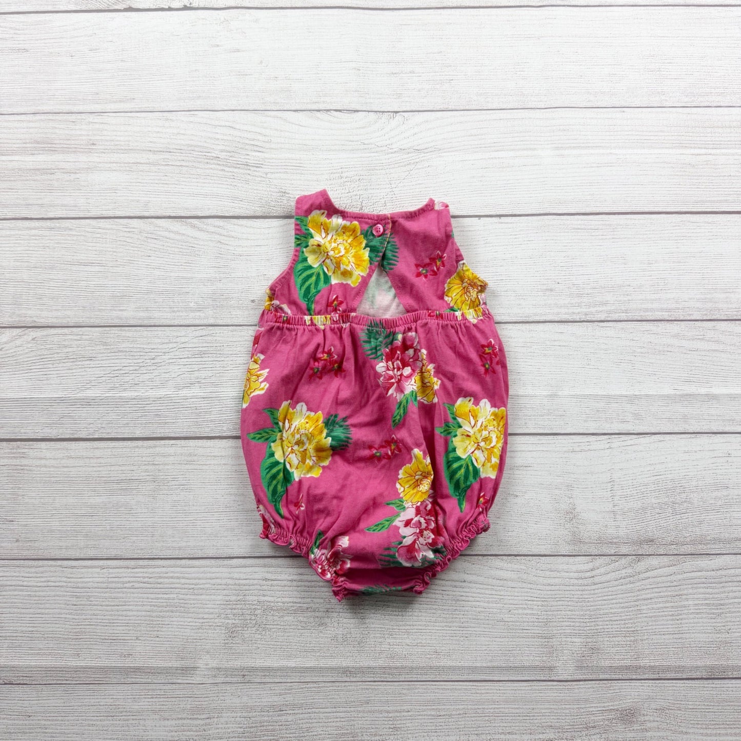 Old Navy Infant Girls Pink Floral Sleeveless Bubble Romper 12-18 Months