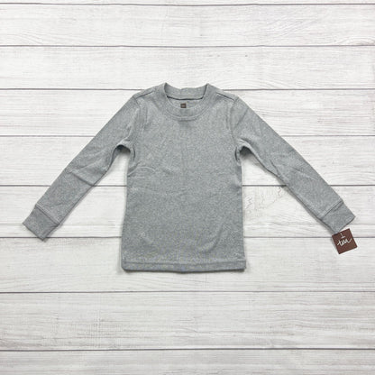 Tea Collection Kids Long Sleeve Shirt Heather Gray Crewneck Cotton Top NWT 4