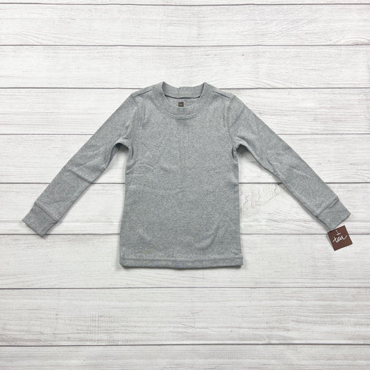 Tea Collection Kids Long Sleeve Shirt Heather Gray Crewneck Cotton Top NWT 4