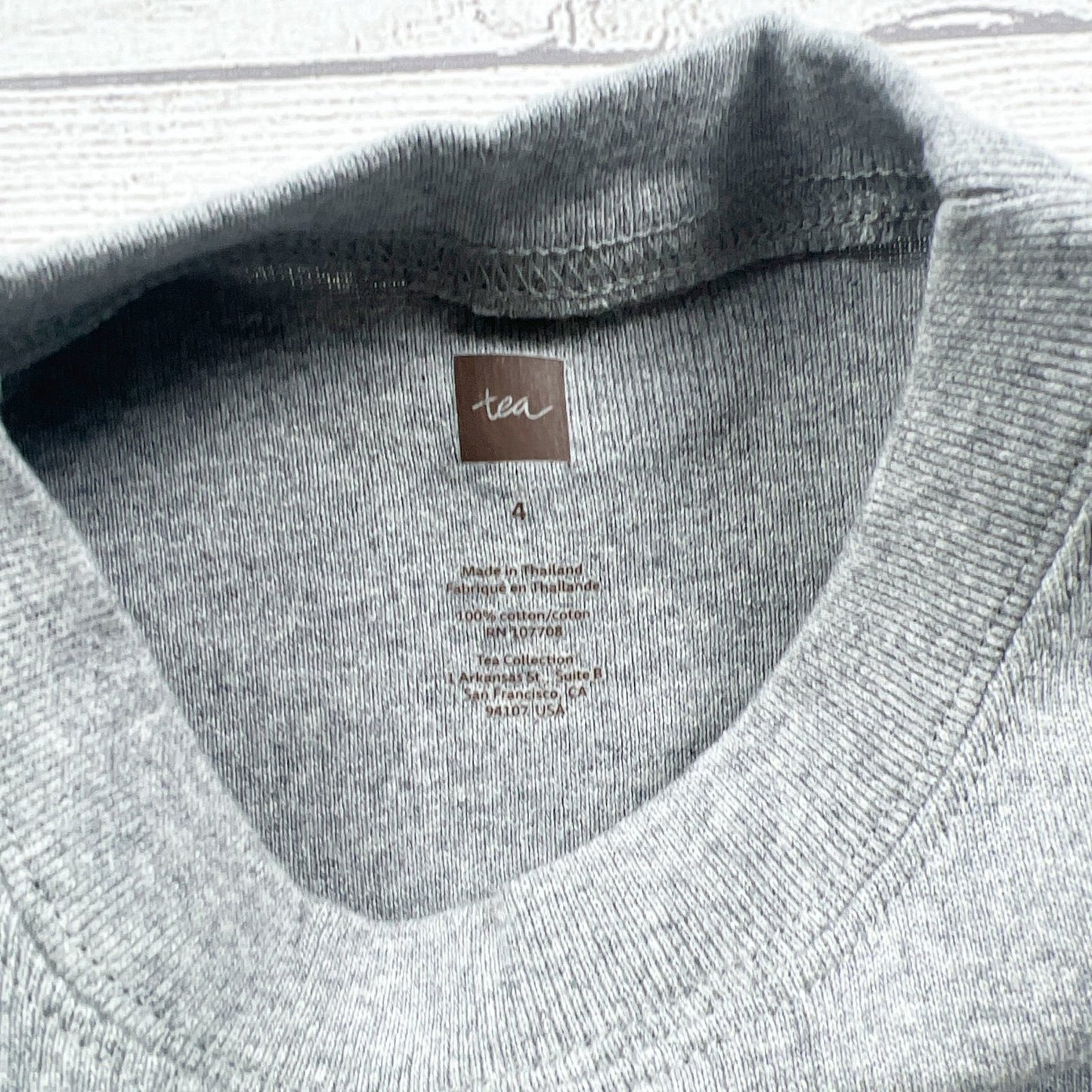 Tea Collection Kids Long Sleeve Shirt Heather Gray Crewneck Cotton Top NWT 4