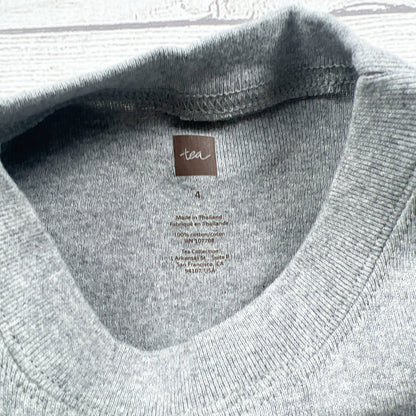 Tea Collection Kids Long Sleeve Shirt Heather Gray Crewneck Cotton Top NWT 4