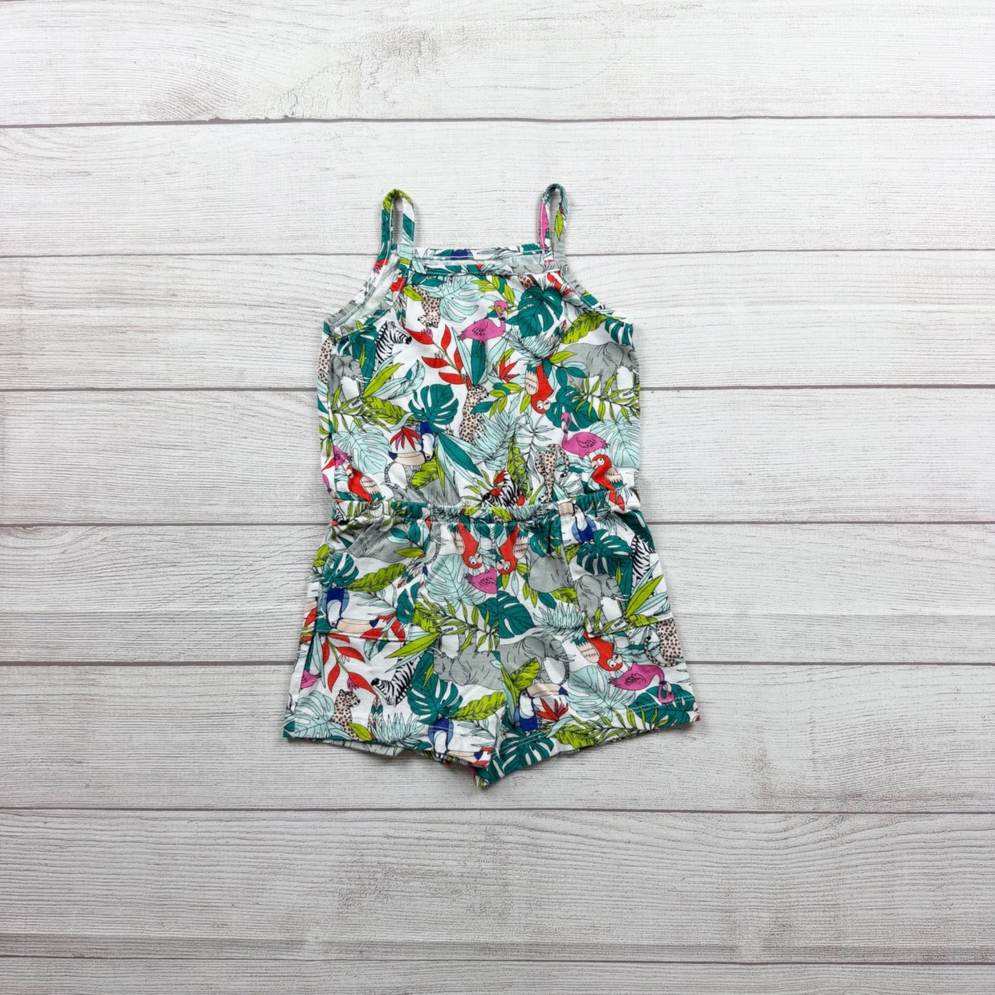 Wonder Nation Girls Sleeveless Tropical Print Romper Jumpsuit 3T