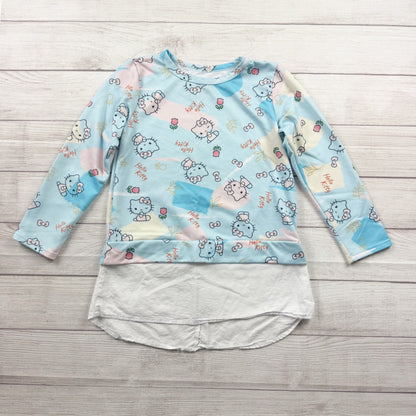 Hello Kitty Girls Long Sleeve Top Pastel Tie Dye Allover Print Shirt 12