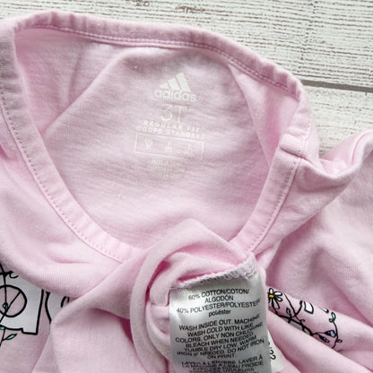 Adidas Girls Light Pink Floral Logo Short Sleeve Tee Shirt 3T