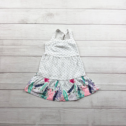 Jumping Beans Girls All Day Play Halter Dress White Polka Dot Floral Hem 2T
