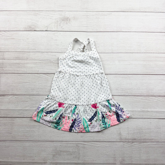 Jumping Beans Girls All Day Play Halter Dress White Polka Dot Floral Hem 2T