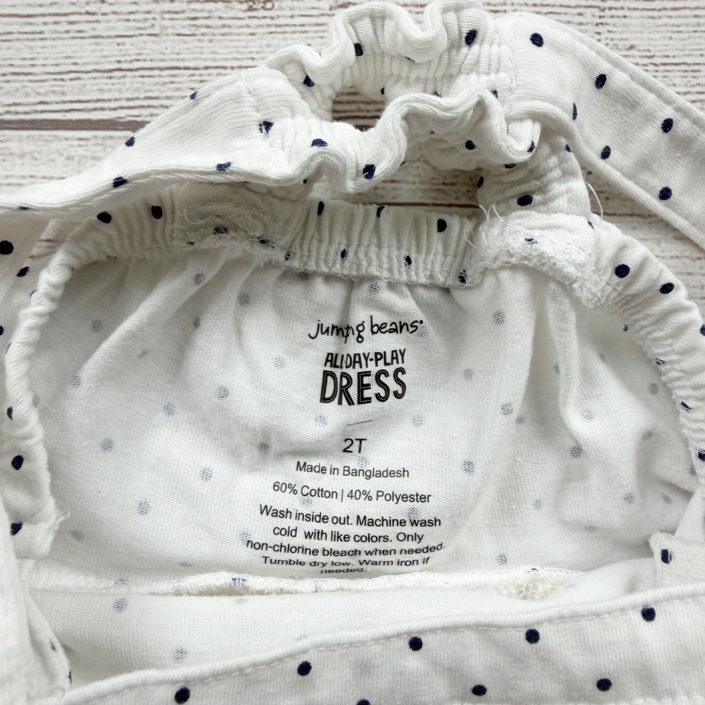 Jumping Beans Girls All Day Play Halter Dress White Polka Dot Floral Hem 2T
