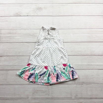 Jumping Beans Girls All Day Play Halter Dress White Polka Dot Floral Hem 2T