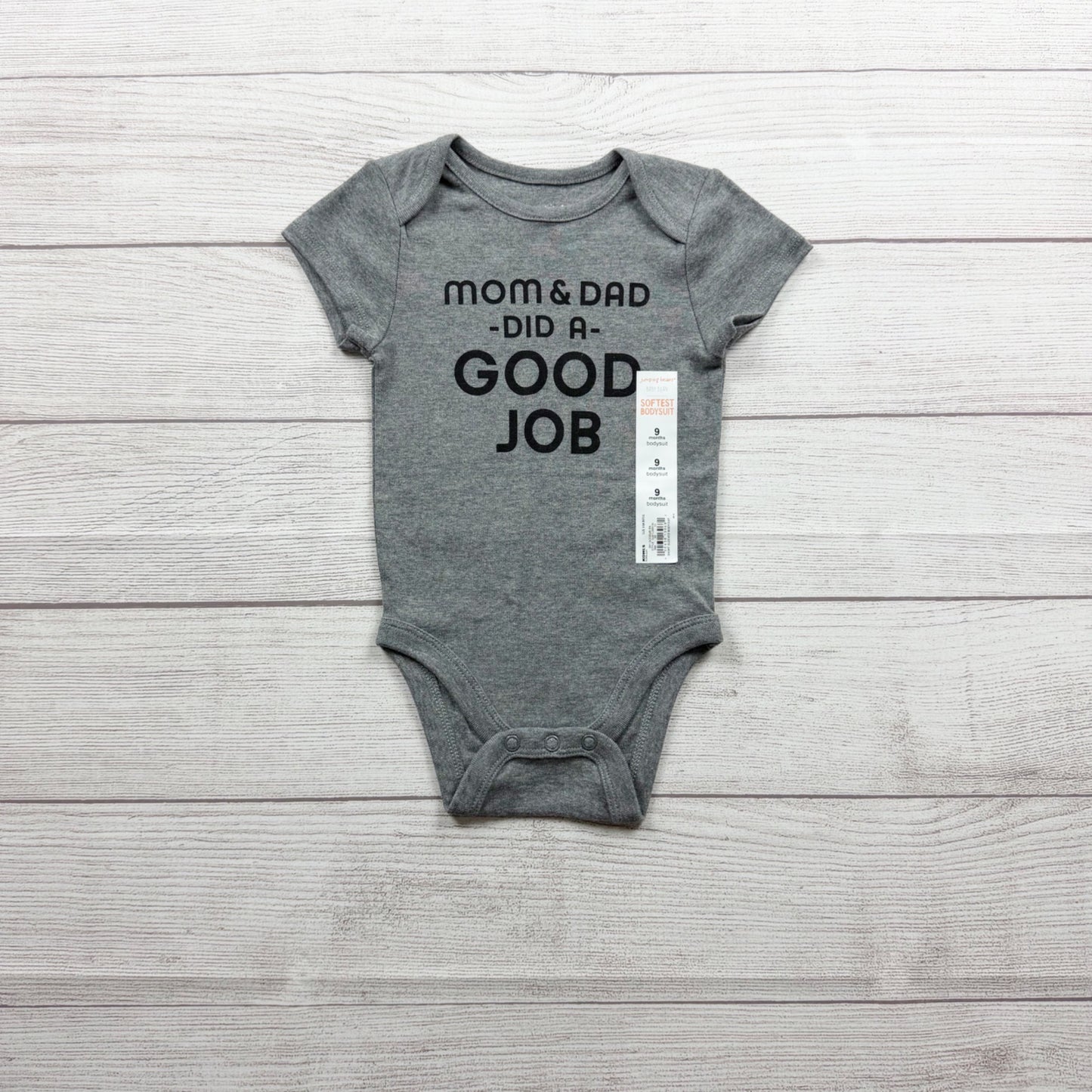 Jumping Beans Baby Boys Gray Graphic Short Sleeve Bodysuit NWT 6-9 Months