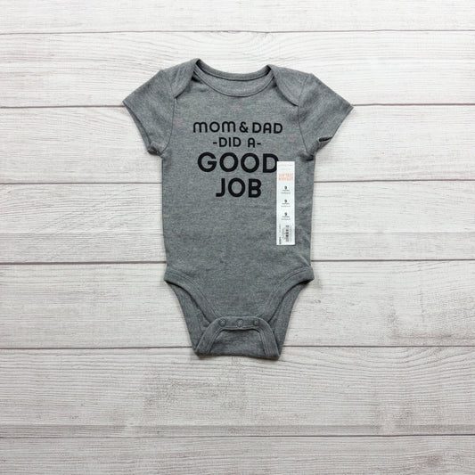 Jumping Beans Baby Boys Gray Graphic Short Sleeve Bodysuit NWT 6-9 Months