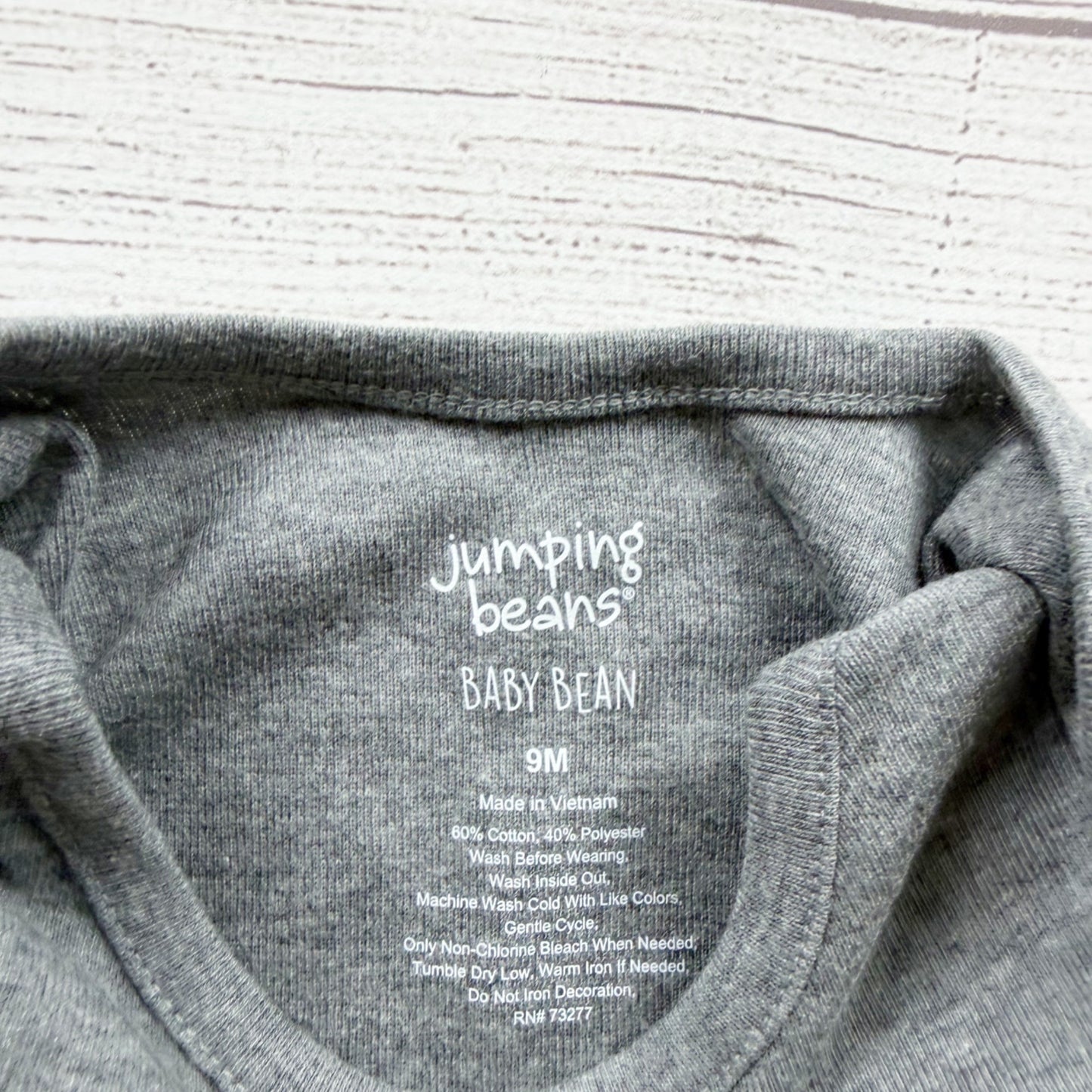 Jumping Beans Baby Boys Gray Graphic Short Sleeve Bodysuit NWT 6-9 Months