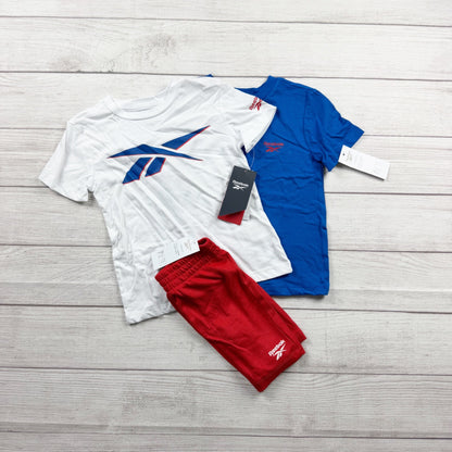 Reebok Boys 3 Piece Outfit T-Shirts + Athletic Shorts Kids Activewear NWT 4-5