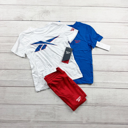 Reebok Boys 3 Piece Outfit T-Shirts + Athletic Shorts Kids Activewear NWT 4-5