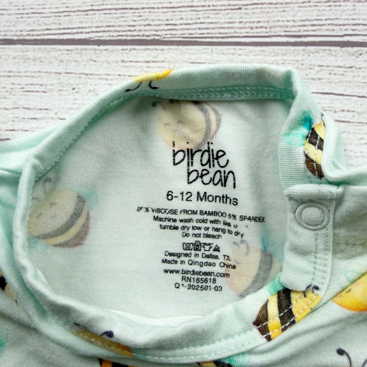 Birdie Bean Baby Bodysuit Bumblebee Print Unisex Snaps Lightweight 6-12 Months