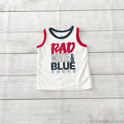 Celebrate Boy “Rad White & Blue” Tank Top Patriotic 4th of July 9-12 Months