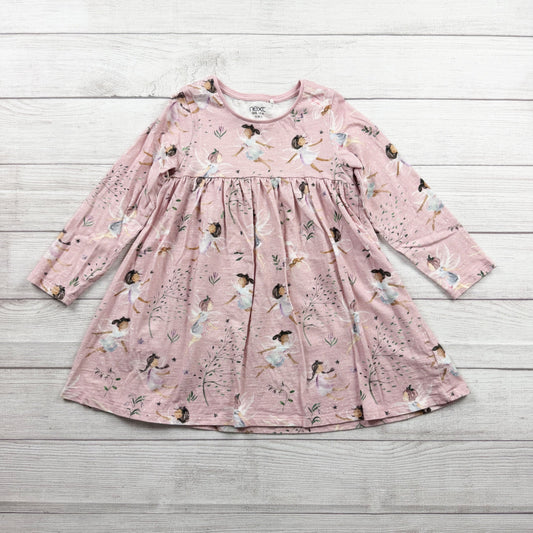 Next Girls Long Sleeve Dress Pink Ballerina Fairy Print Swing Dress 6-7