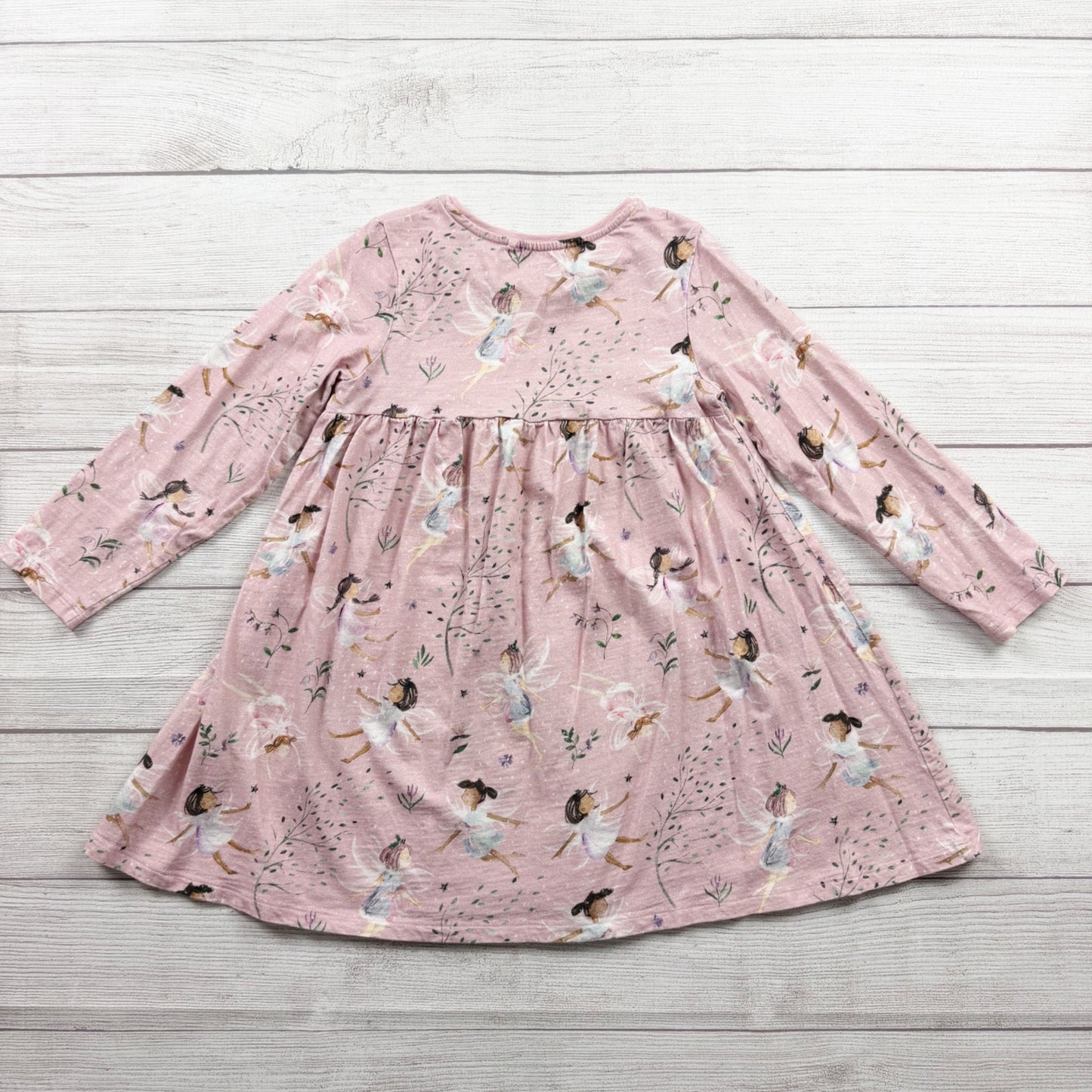 Next Girls Long Sleeve Dress Pink Ballerina Fairy Print Swing Dress 6-7