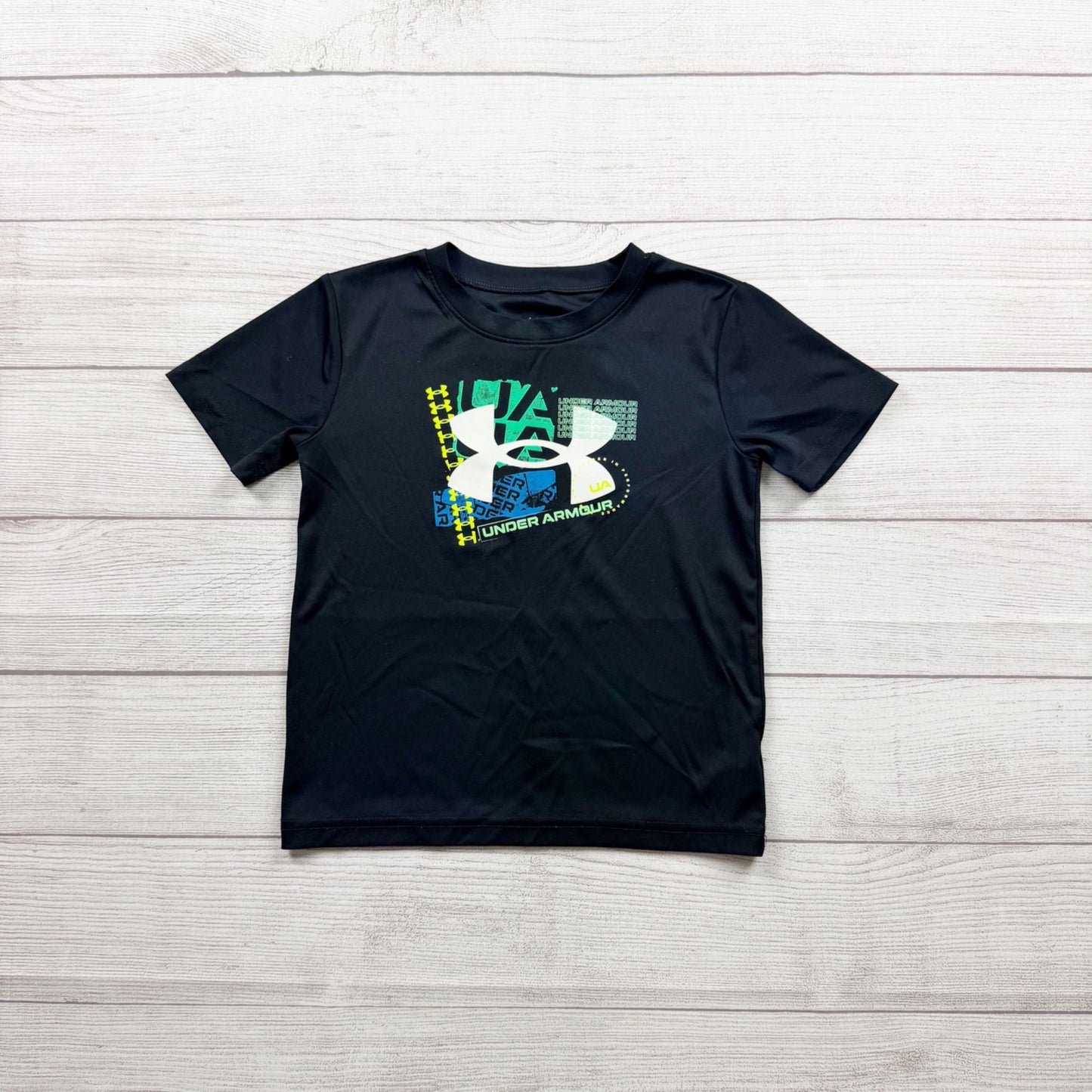 Under Armour Youth Boys Black Logo Graphic Short Sleeve T-Shirt Size 5