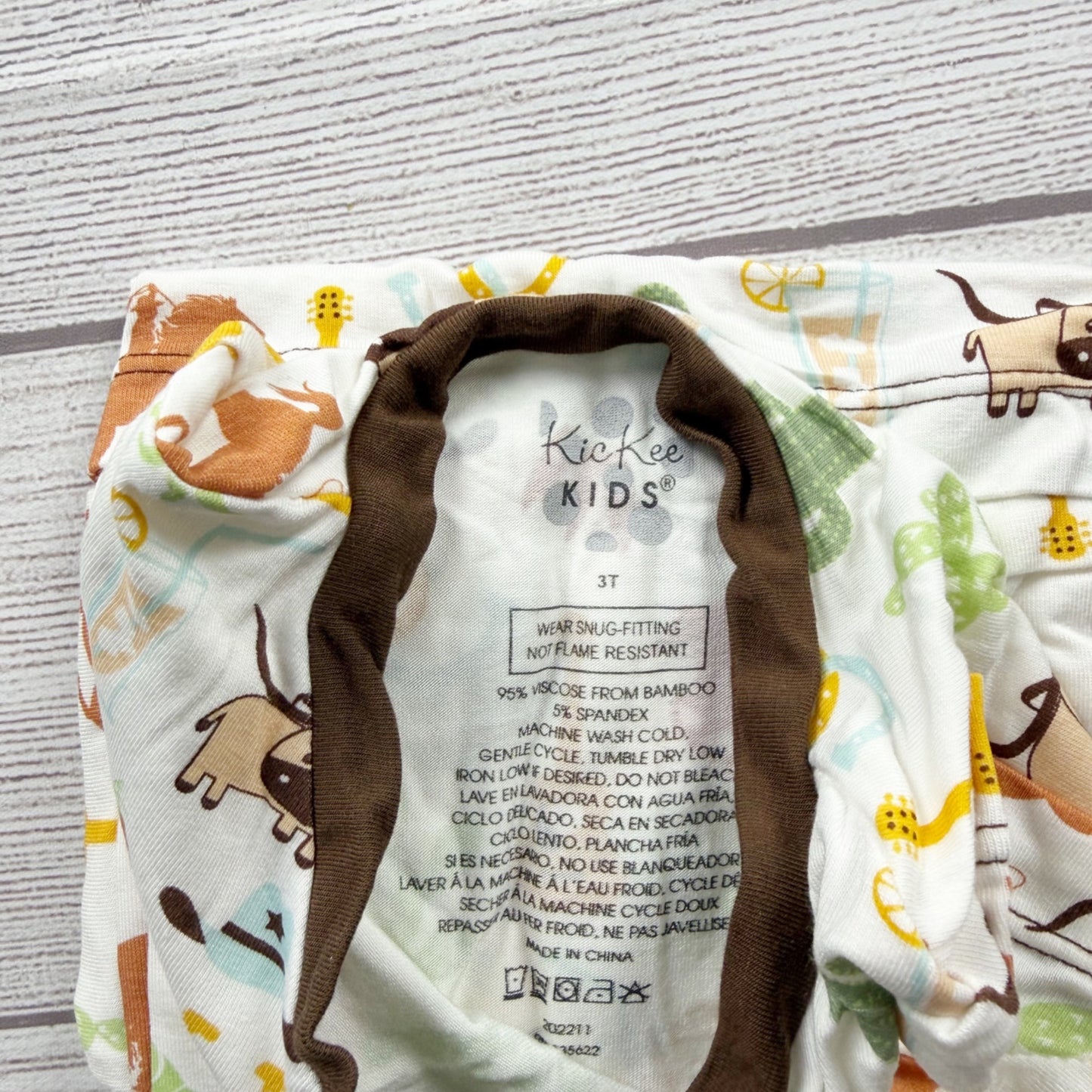 Kickee Pants Kids Bamboo Pajama Set Western Cowboy Print Henley NWT 3T