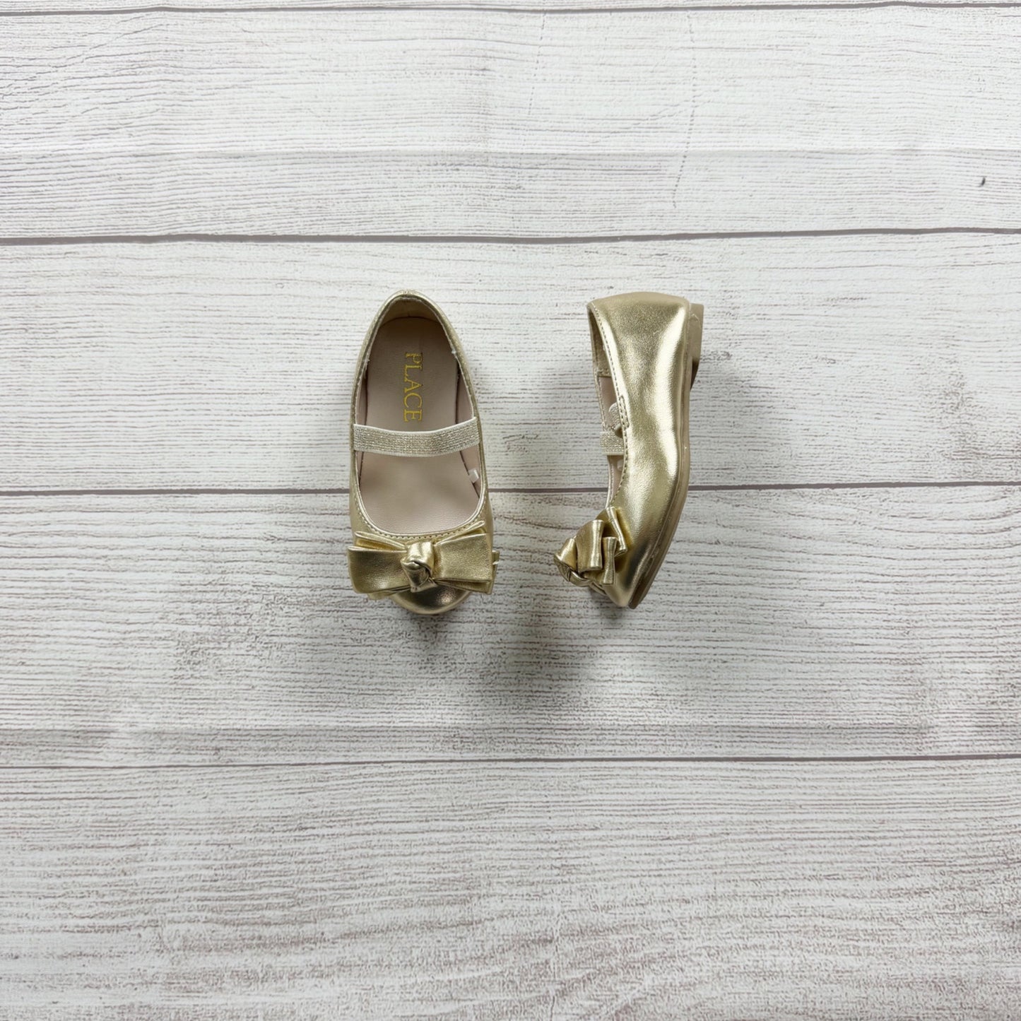 The Children’s Place Girls Dress Shoes Gold Mary Jane Flats Metallic Ballet 4