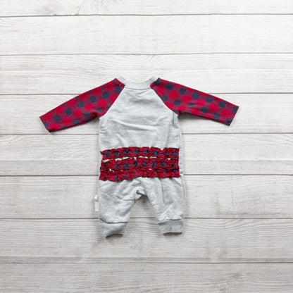 Life is Good Baby Romper Buffalo Plaid Holiday Dog One Piece 0-3 Months