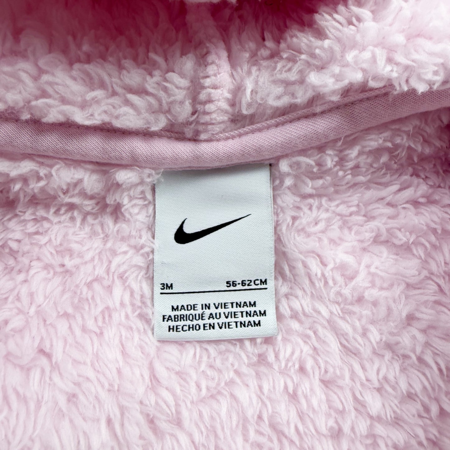 Nike Baby Girls Sherpa Fleece Hooded Footed Bunting Pink Cozy Zip Up 0-3 Months