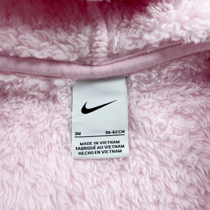 Nike Baby Girls Sherpa Fleece Hooded Footed Bunting Pink Cozy Zip Up 0-3 Months