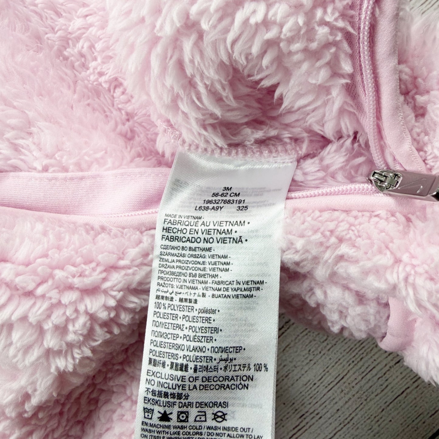 Nike Baby Girls Sherpa Fleece Hooded Footed Bunting Pink Cozy Zip Up 0-3 Months