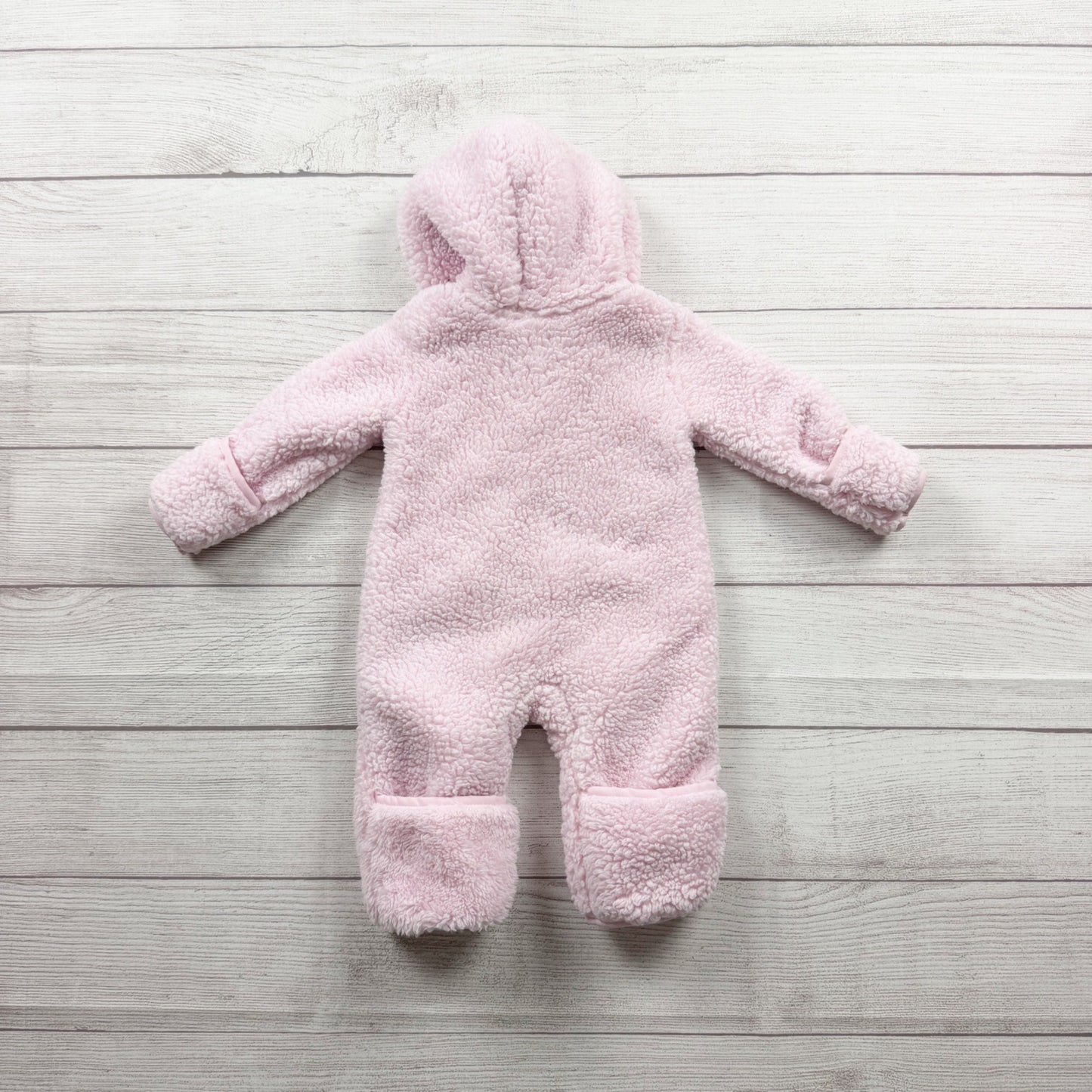 Nike Baby Girls Sherpa Fleece Hooded Footed Bunting Pink Cozy Zip Up 0-3 Months