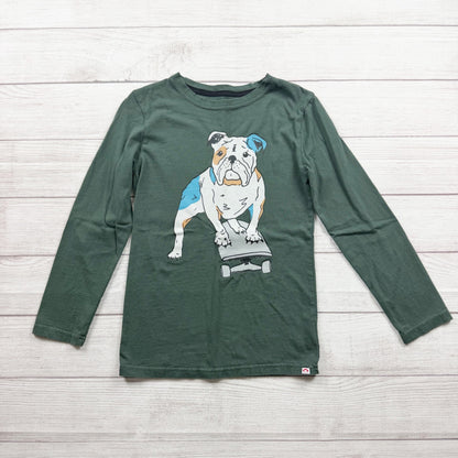 Appaman Bulldog Graphic Long Sleeve T Shirt Green Cotton 12