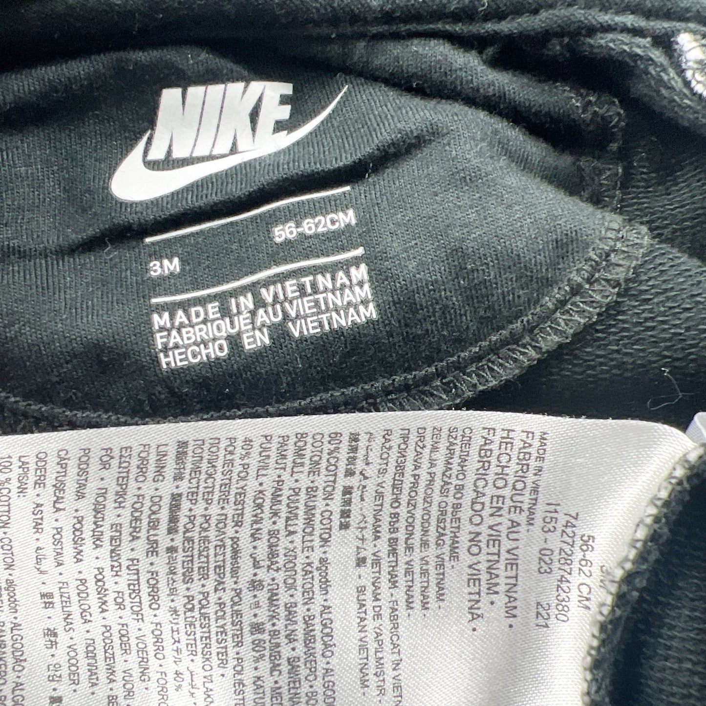 Nike Infant Hooded Full Zip Coverall Romper Black Gray Outfit 0-3 Months