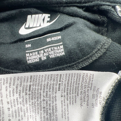 Nike Infant Hooded Full Zip Coverall Romper Black Gray Outfit 0-3 Months