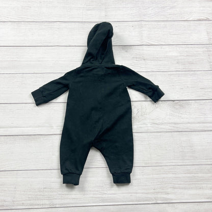 Nike Infant Hooded Full Zip Coverall Romper Black Gray Outfit 0-3 Months