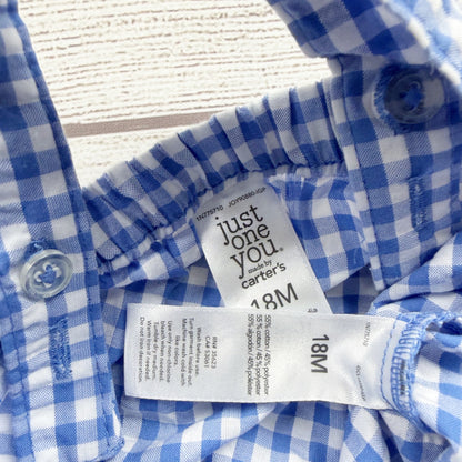 Carter’s Just One You Baby Boys Gingham Shortall Checkered Romper 12-18 Months